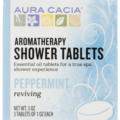 AURA CACIA: Aromatherapy Shower Tablets Reviving Peppermint 3 tablets (1 oz each)