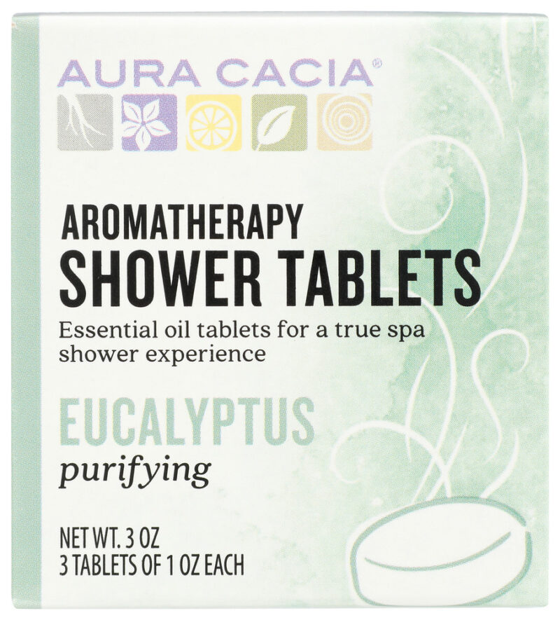 AURA CACIA: Aromatherapy Shower Tablets Purifying Eucalyptus 3 tablets (1 oz each)