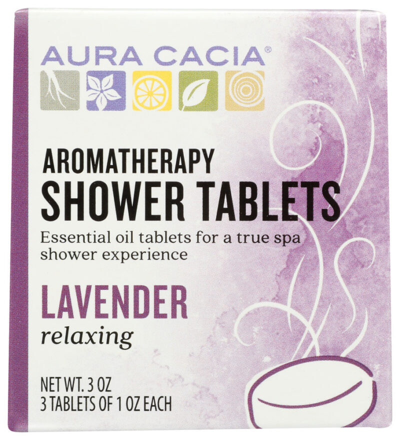 AURA CACIA: Aromatherapy Shower Tablets Relaxing Lavender 3 tablets (1 oz each)