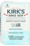 KIRKS: Original Coco Castile Bar Soap Fragrance Free 3x4oz Bars