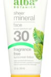 ALBA BOTANICA: Sheer Mineral Sunscreen Fragrance Free Sunscreen Lotion SPF 30